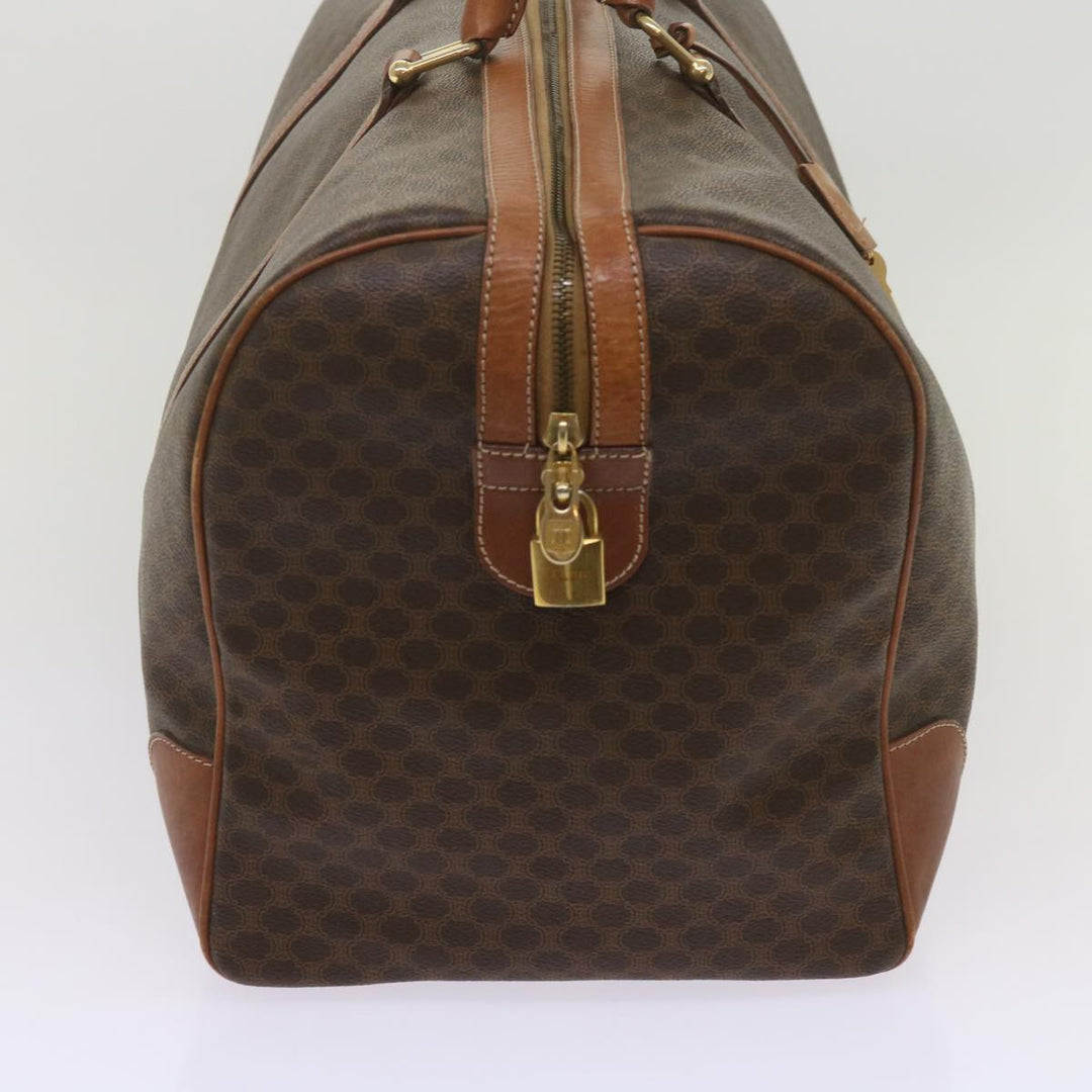 Celine Macadam Canvas Boston Bag PVC Brown  12755
