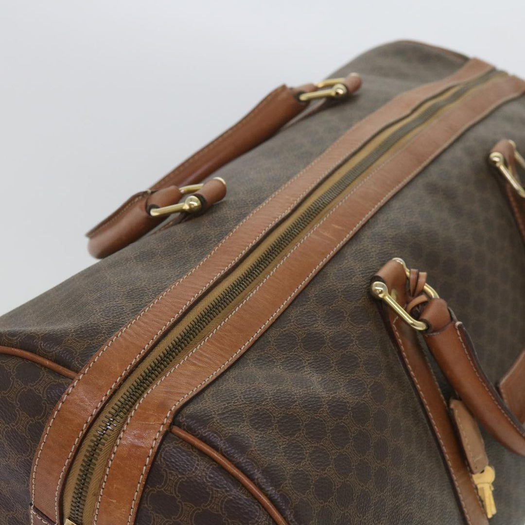 Celine Macadam Canvas Boston Bag PVC Brown  12755