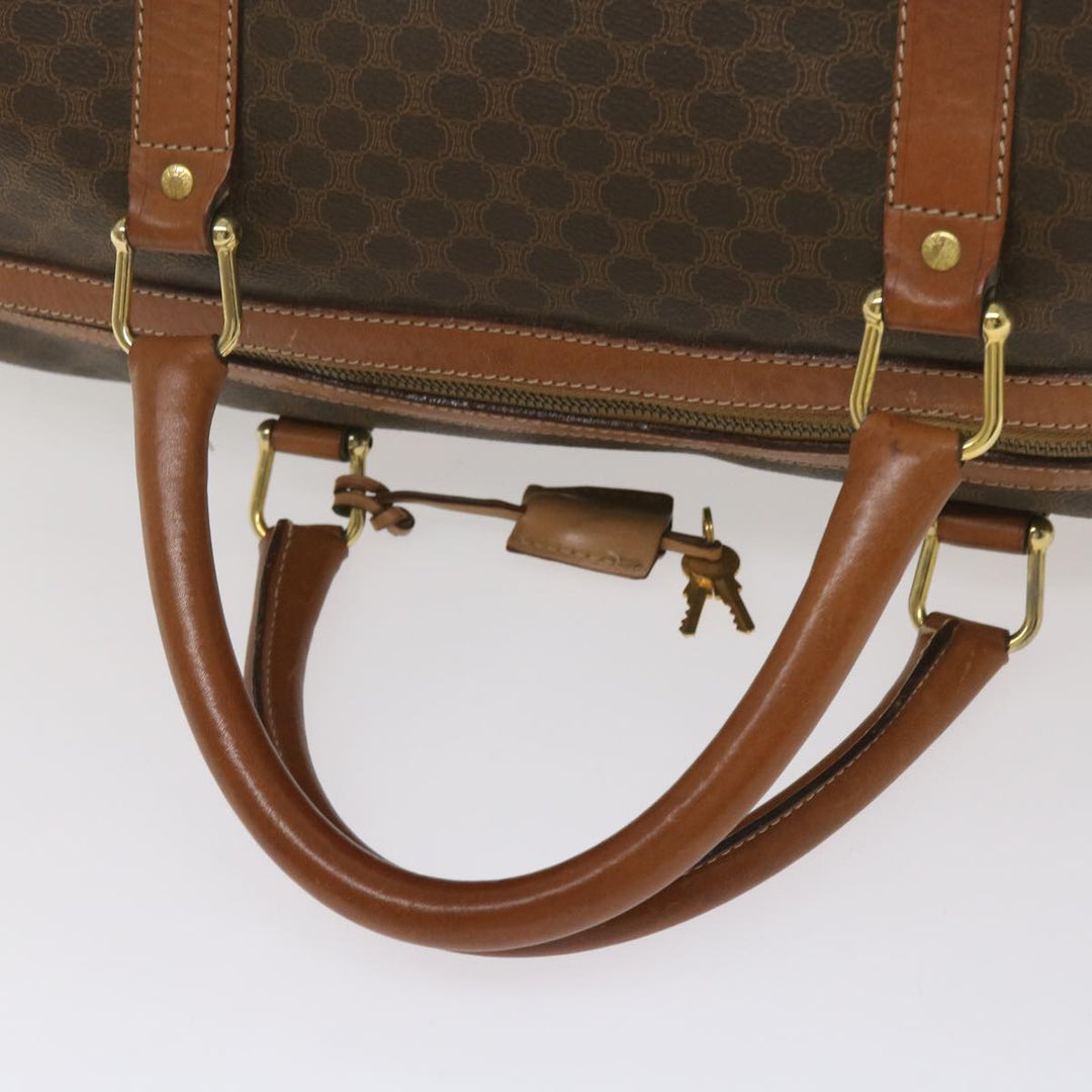 Celine Macadam Canvas Boston Bag PVC Brown  12755