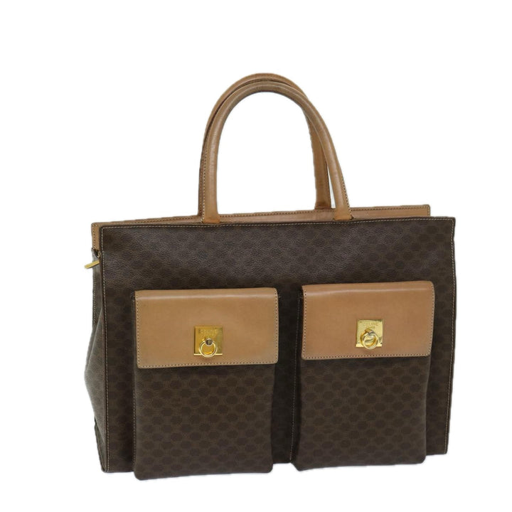 Celine Macadam Canvas Hand Bag PVC Brown Auth bs12759