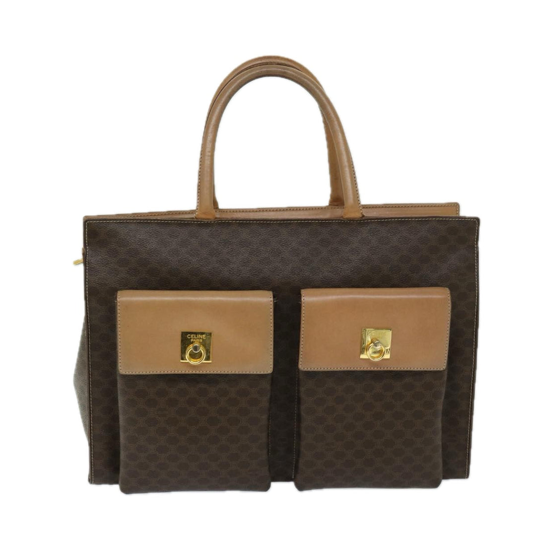 Celine Macadam Canvas Hand Bag PVC Brown Auth bs12759