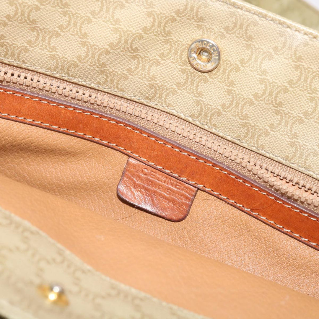 Celine Macadam Canvas Tote Bag Beige Auth bs12760