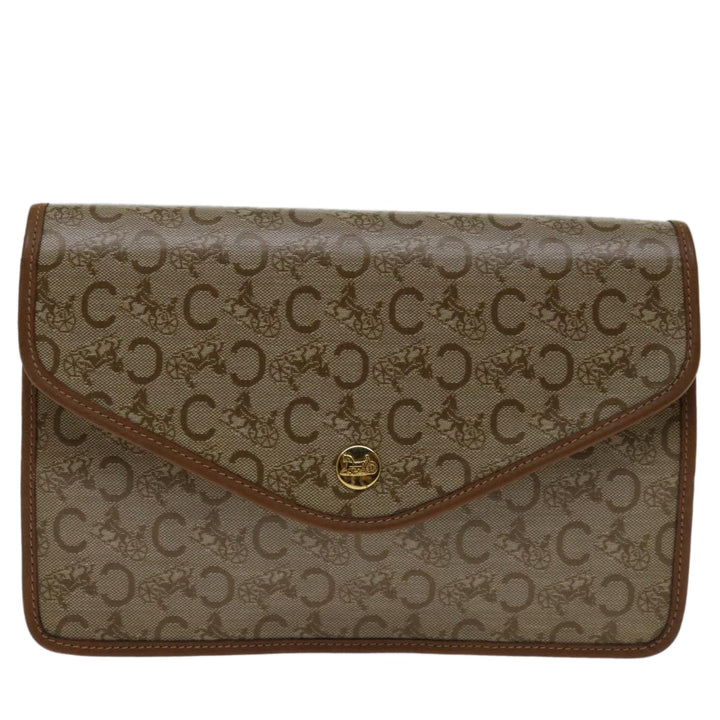 Celine C Macadam Canvas Clutch Bag Beige Auth bs12767
