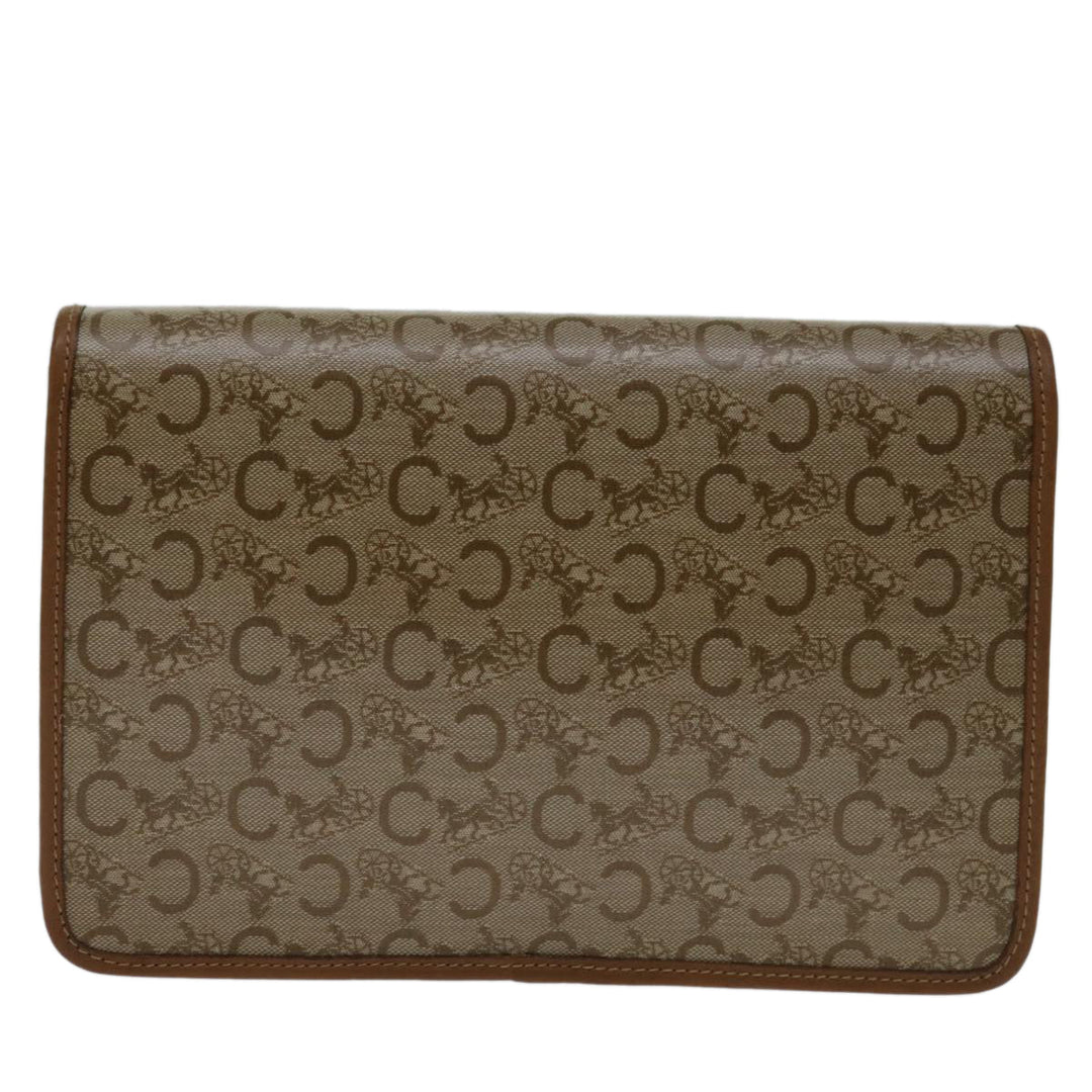 Celine C Macadam Canvas Clutch Bag Beige Auth bs12767