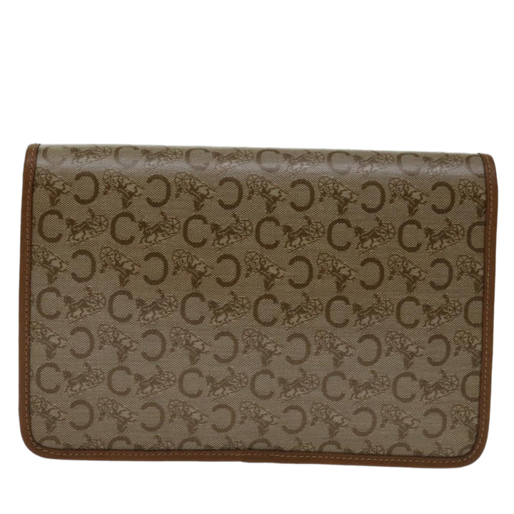Celine C Macadam Canvas Clutch Bag Beige Auth bs12767