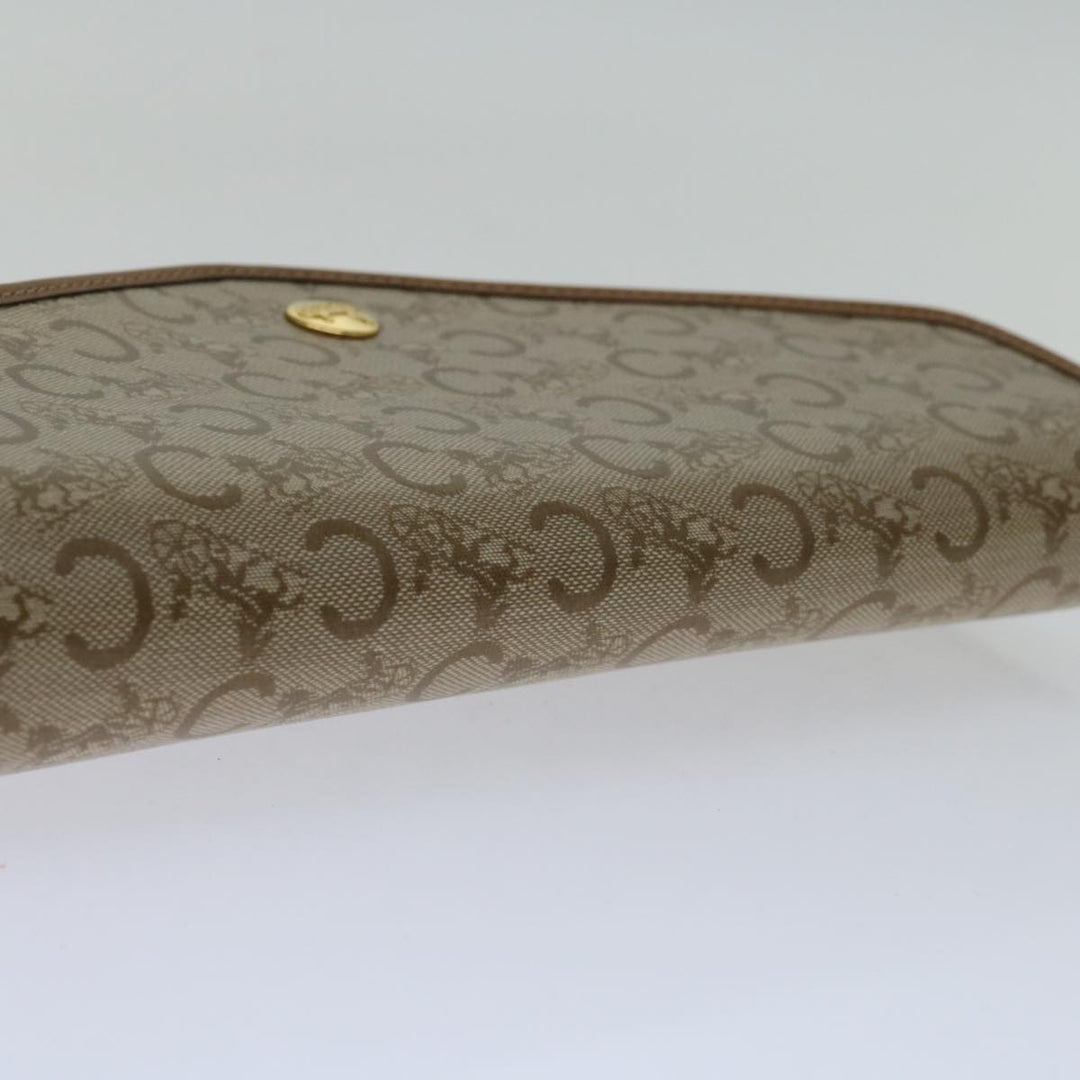 Celine C Macadam Canvas Clutch Bag Beige Auth bs12767