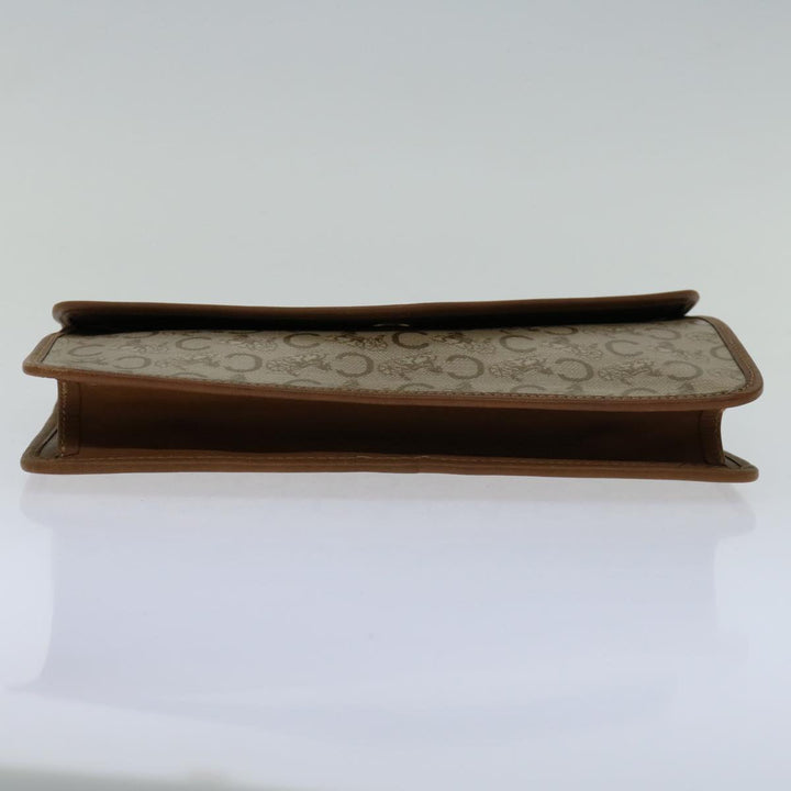 Celine C Macadam Canvas Clutch Bag Beige Auth bs12767