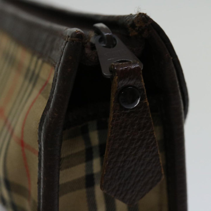 BurberrySs Nova Check Clutch Bag Canvas Beige Auth bs12774