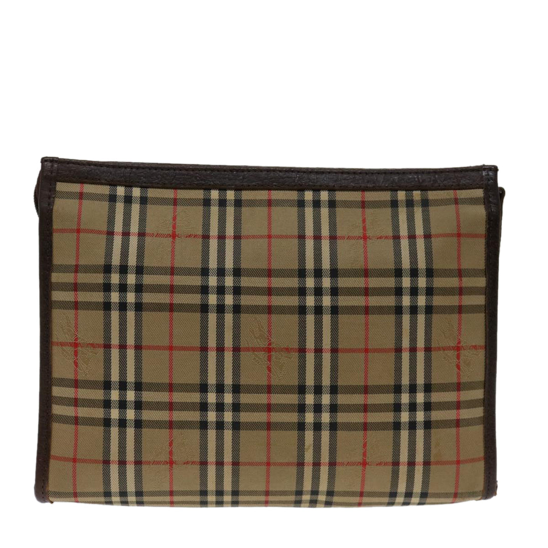 BurberrySs Nova Check Clutch Bag Canvas Beige Auth bs12774