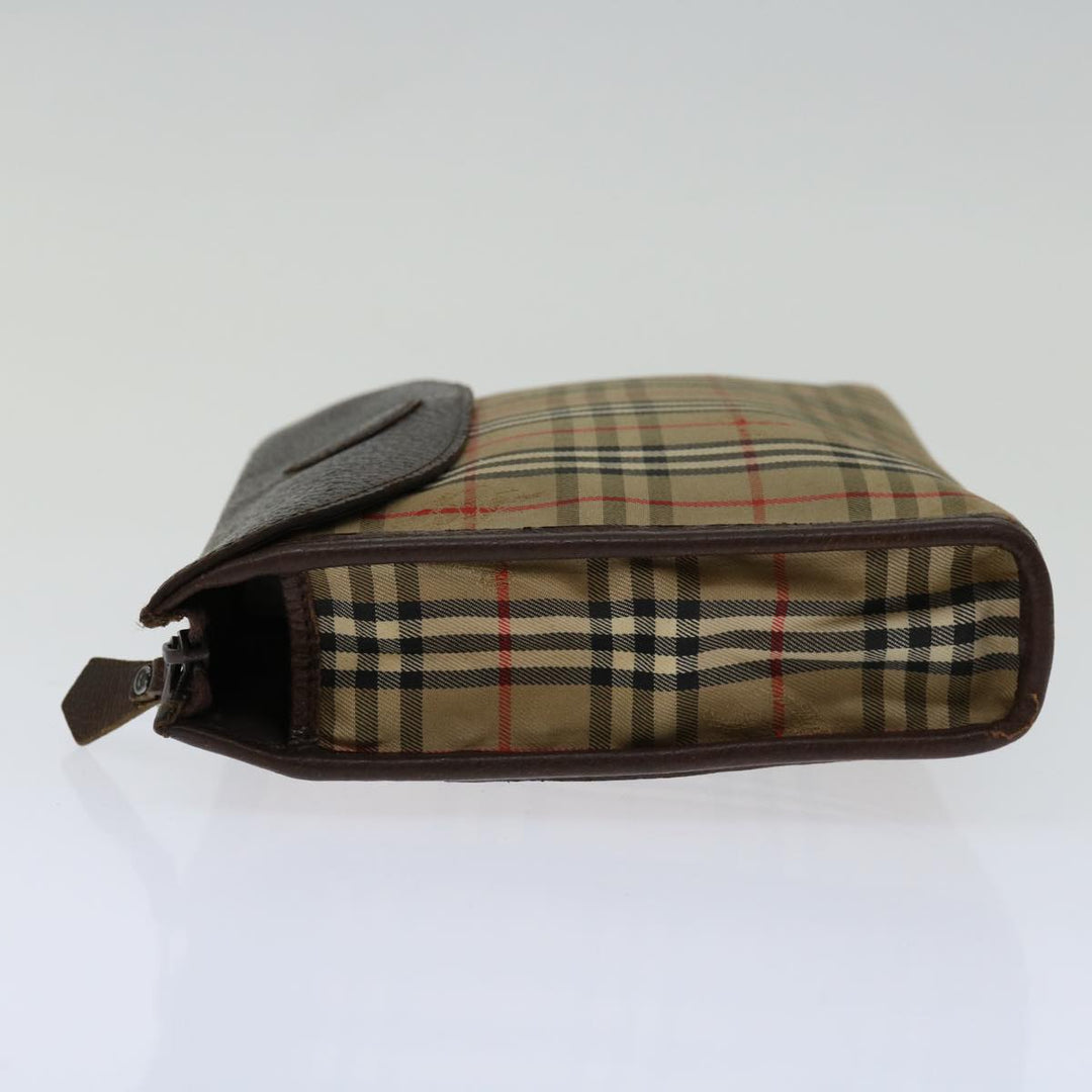 BurberrySs Nova Check Clutch Bag Canvas Beige Auth bs12774
