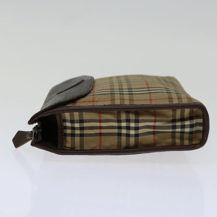 BurberrySs Nova Check Clutch Bag Canvas Beige Auth bs12774