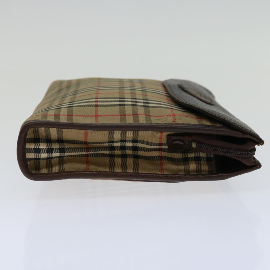 BurberrySs Nova Check Clutch Bag Canvas Beige Auth bs12774