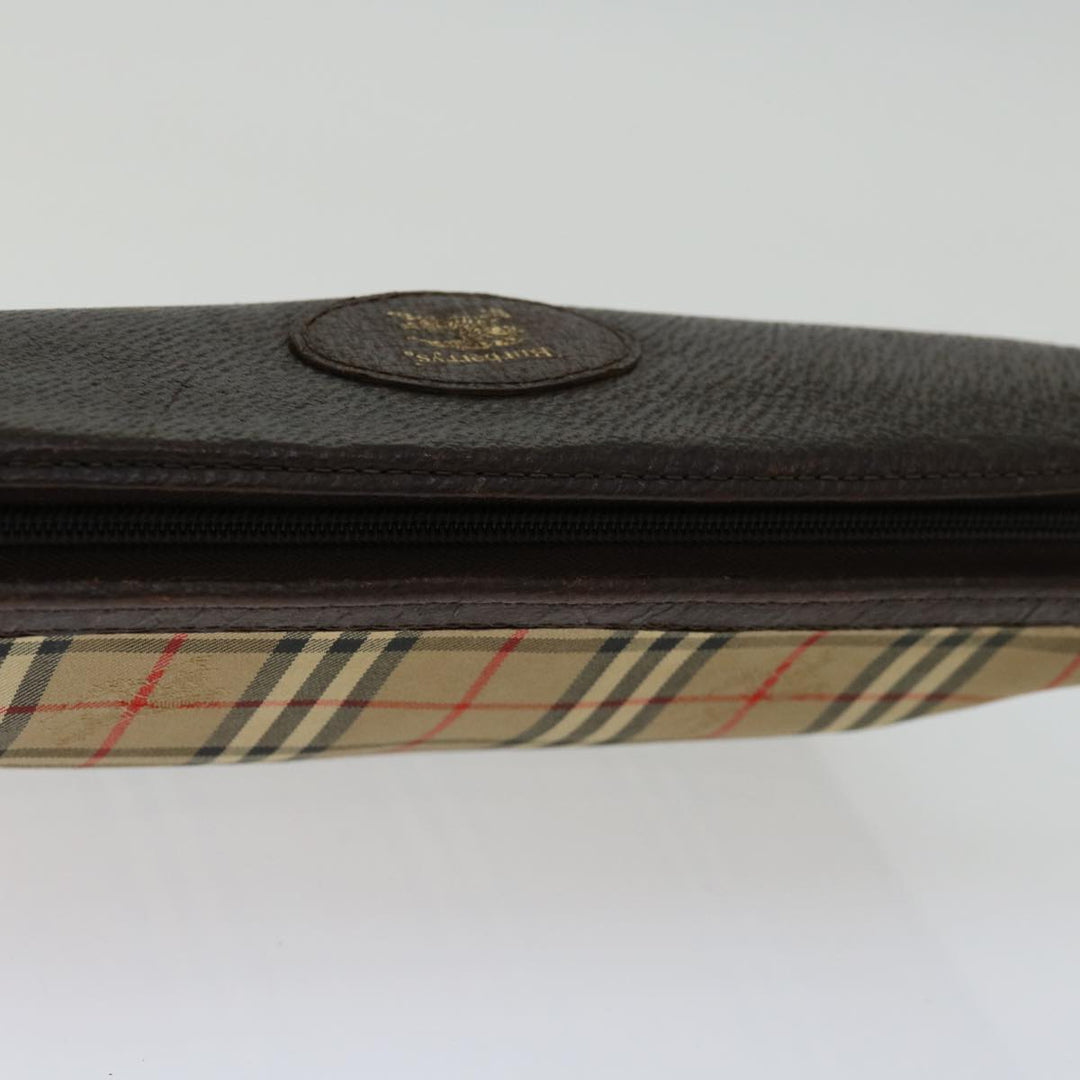 BurberrySs Nova Check Clutch Bag Canvas Beige Auth bs12774