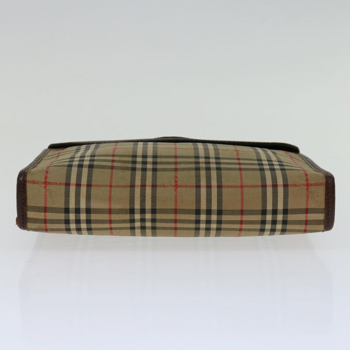 BurberrySs Nova Check Clutch Bag Canvas Beige Auth bs12774