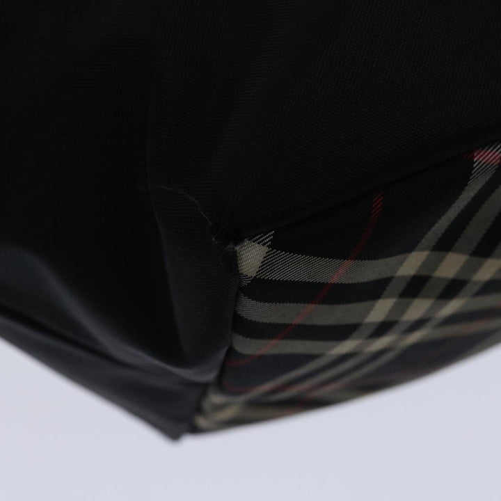 Top Quality Burberry Nova Check Blue Label Hand Bag Nylon Black Auth bs12777