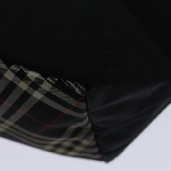 Top Quality Burberry Nova Check Blue Label Hand Bag Nylon Black Auth bs12777