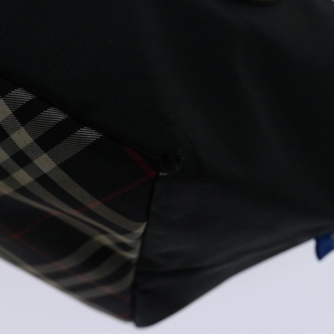 Top Quality Burberry Nova Check Blue Label Hand Bag Nylon Black Auth bs12777