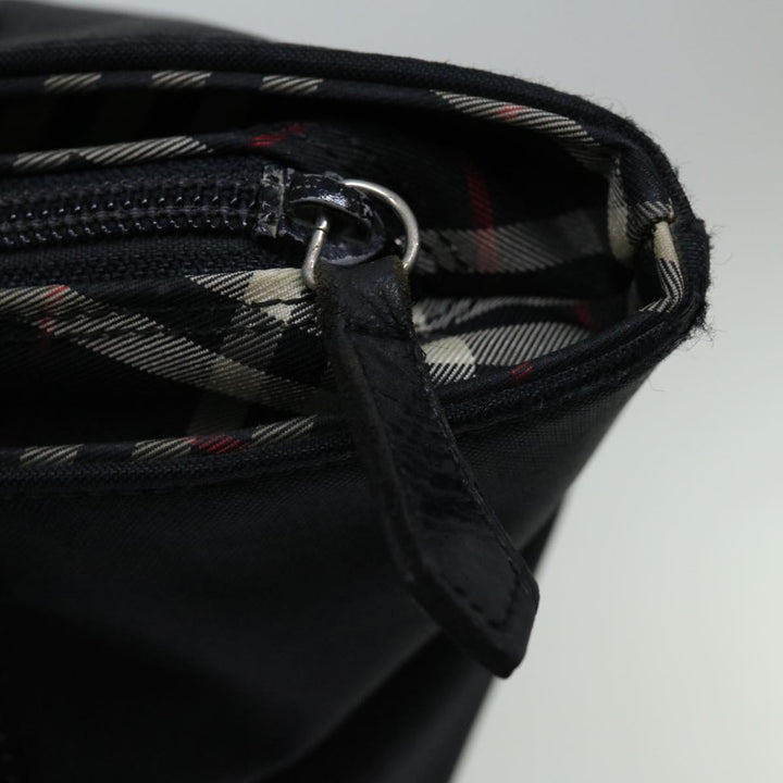 Top Quality Burberry Nova Check Blue Label Hand Bag Nylon Black Auth bs12777