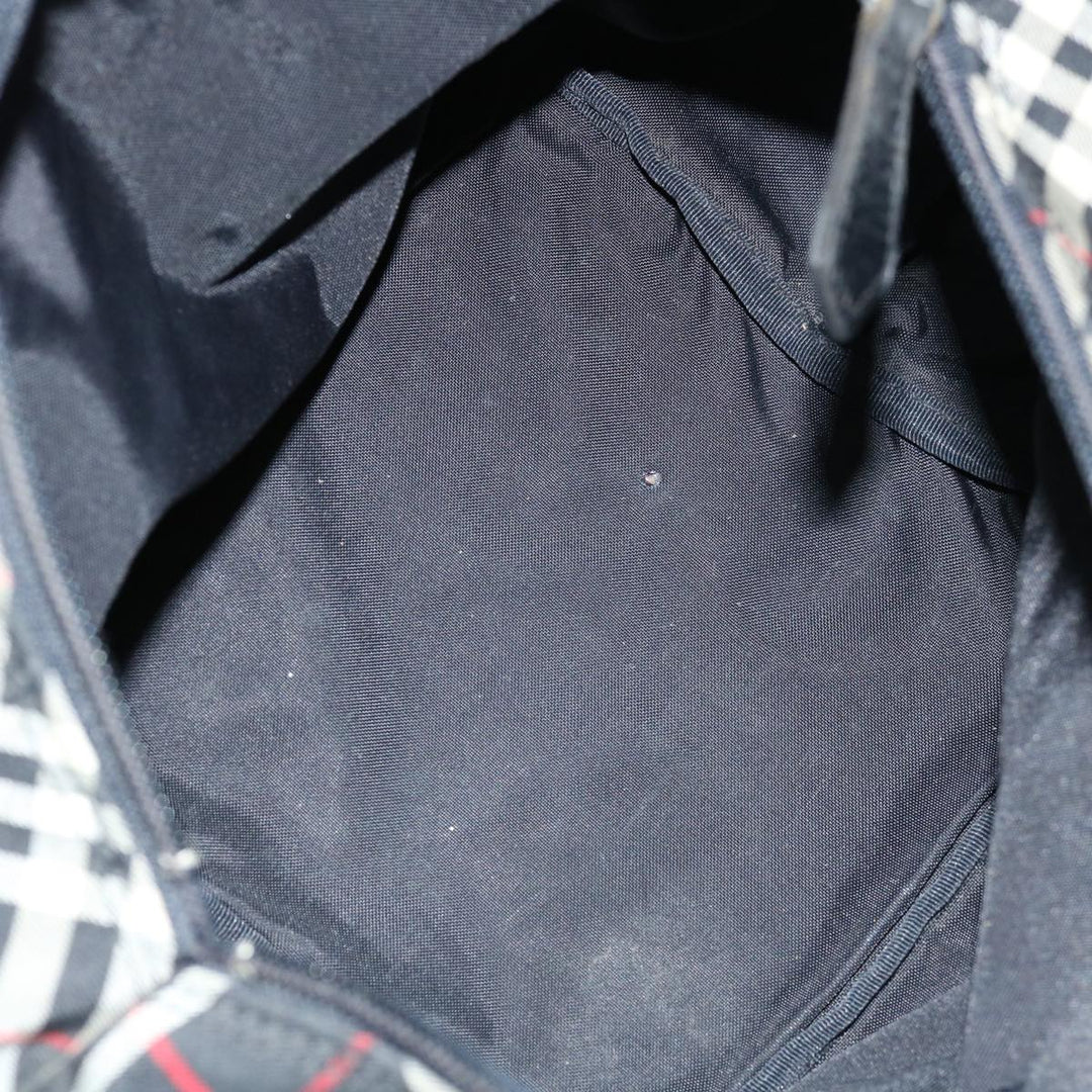 Top Quality Burberry Nova Check Blue Label Hand Bag Nylon Black Auth bs12777