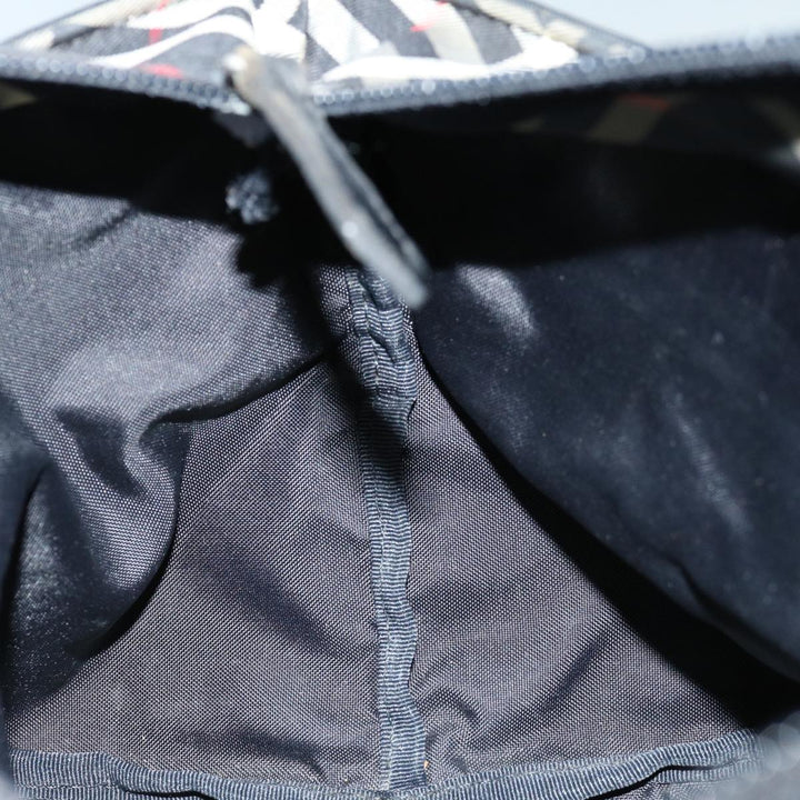 Top Quality Burberry Nova Check Blue Label Hand Bag Nylon Black Auth bs12777