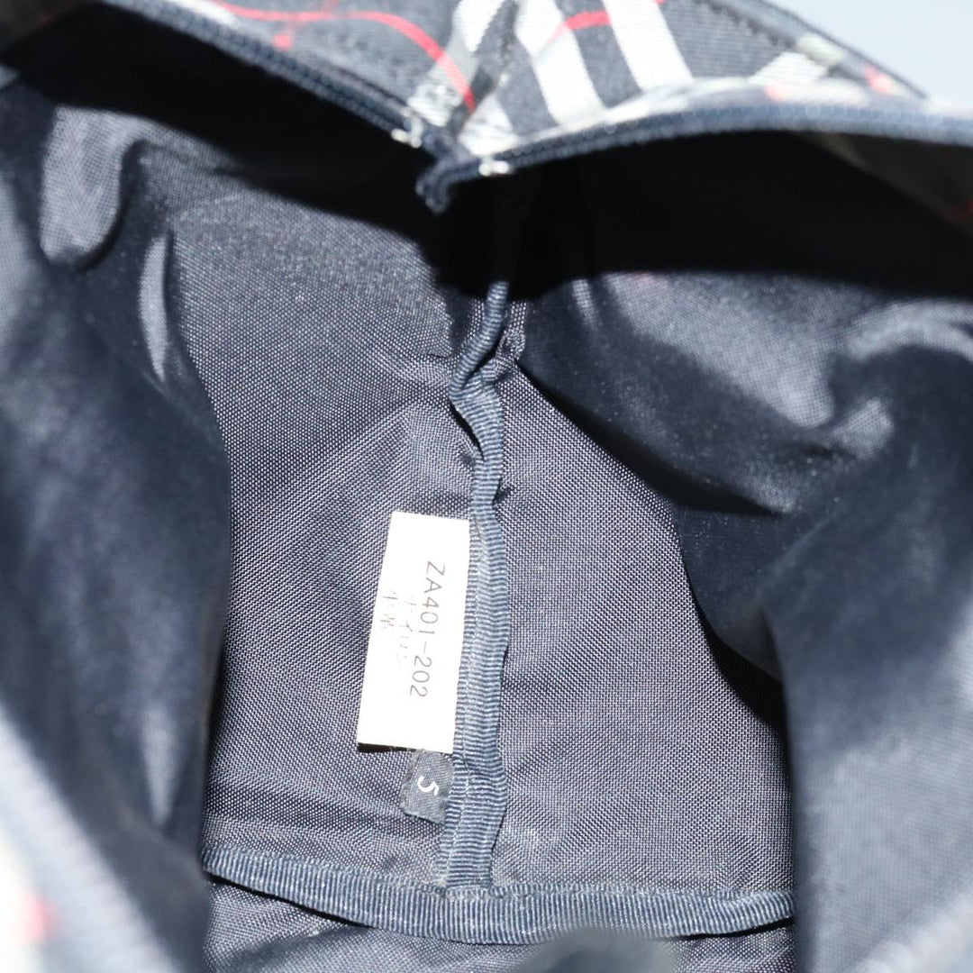 Top Quality Burberry Nova Check Blue Label Hand Bag Nylon Black Auth bs12777