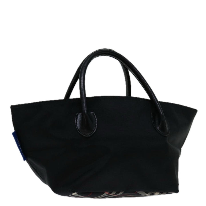Top Quality Burberry Nova Check Blue Label Hand Bag Nylon Black Auth bs12777