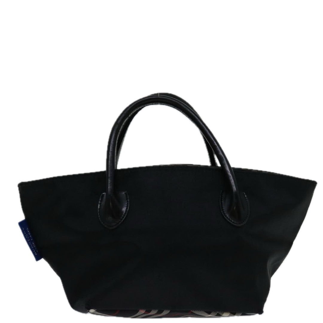 Top Quality Burberry Nova Check Blue Label Hand Bag Nylon Black Auth bs12777
