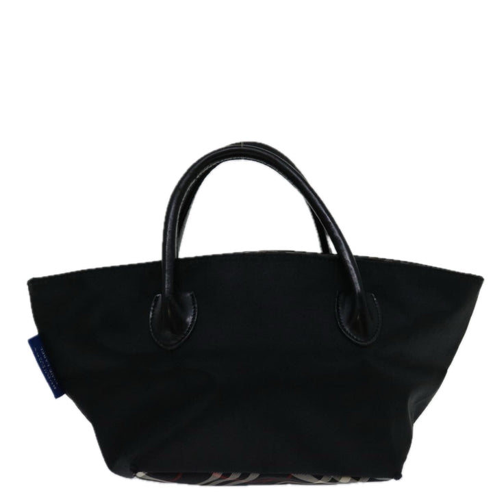 Top Quality Burberry Nova Check Blue Label Hand Bag Nylon Black Auth bs12777