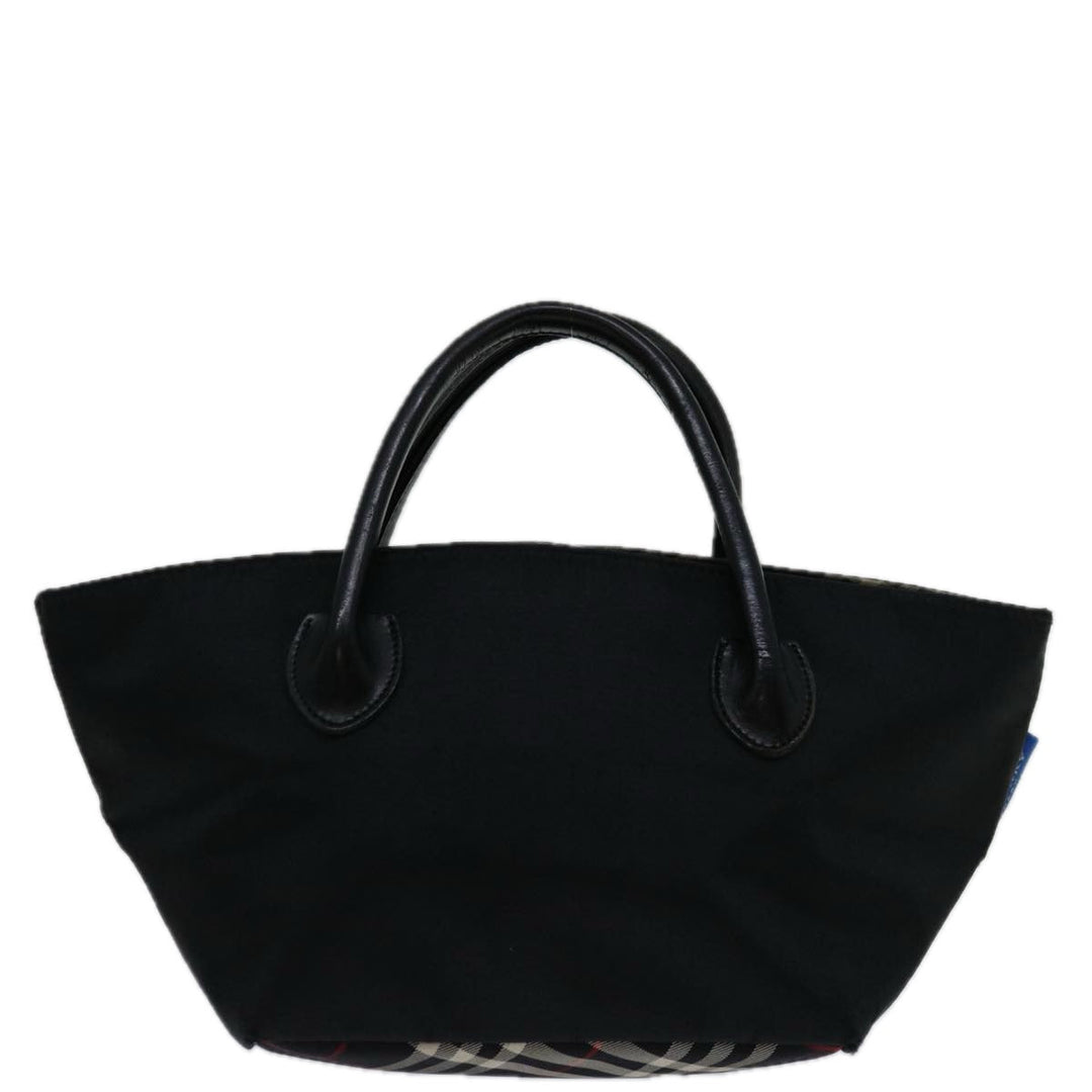 Top Quality Burberry Nova Check Blue Label Hand Bag Nylon Black Auth bs12777