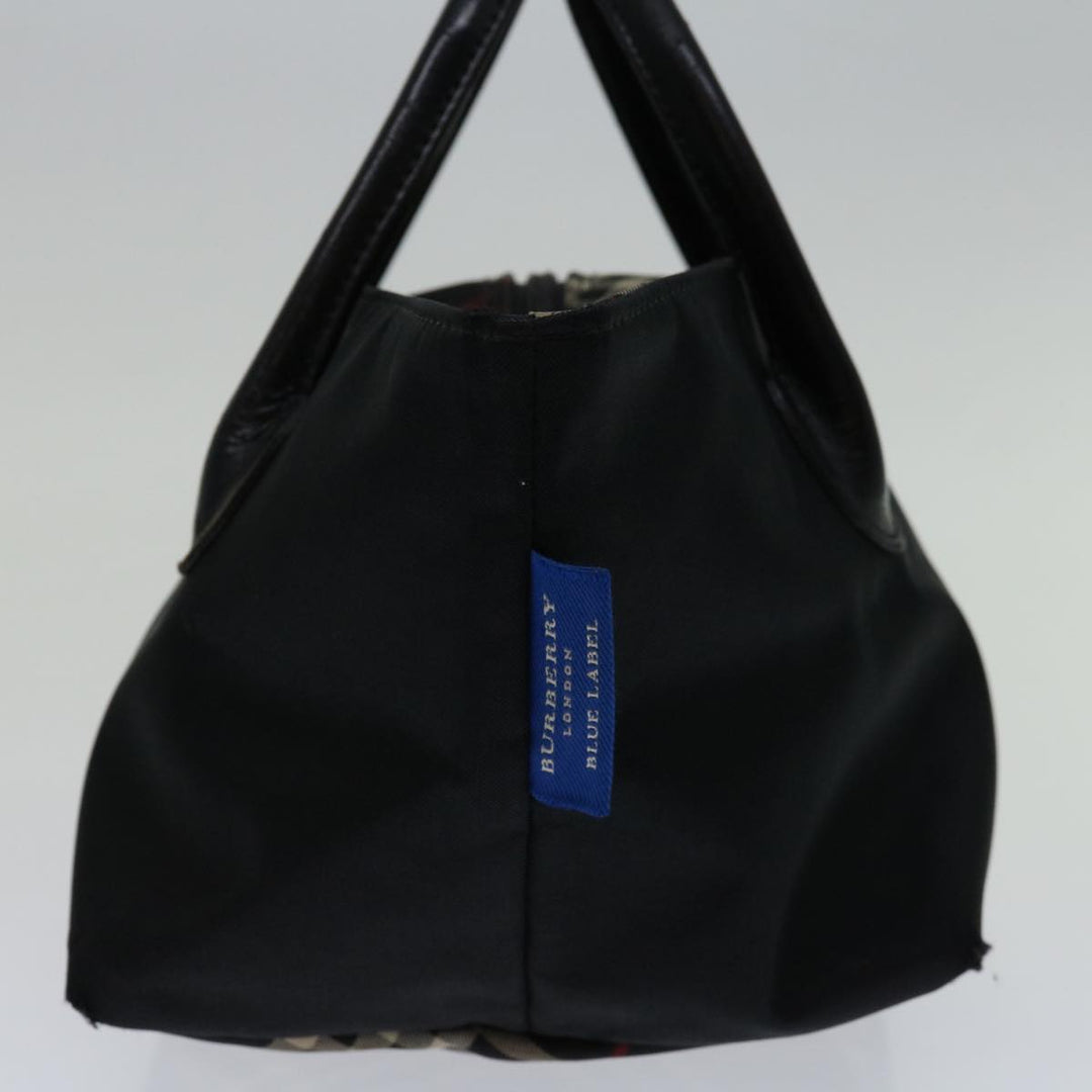 Top Quality Burberry Nova Check Blue Label Hand Bag Nylon Black Auth bs12777