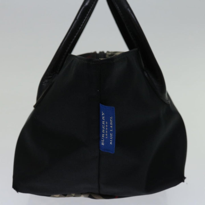 Top Quality Burberry Nova Check Blue Label Hand Bag Nylon Black Auth bs12777