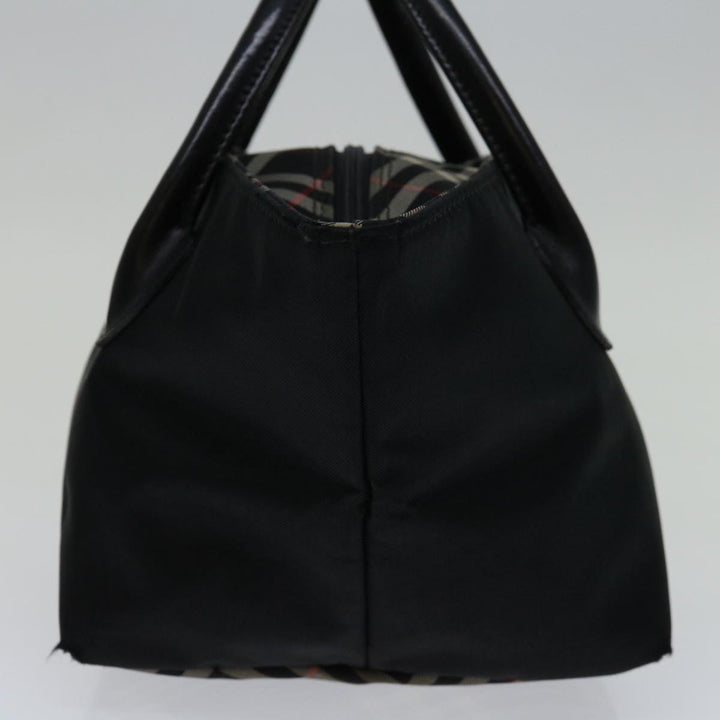 Top Quality Burberry Nova Check Blue Label Hand Bag Nylon Black Auth bs12777