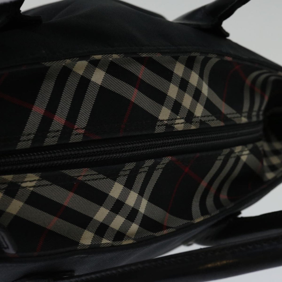 Top Quality Burberry Nova Check Blue Label Hand Bag Nylon Black Auth bs12777