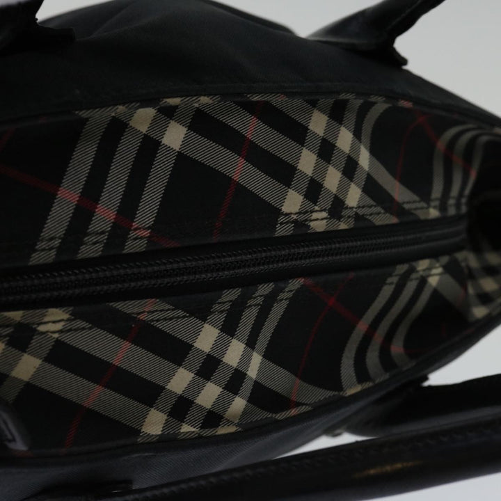 Top Quality Burberry Nova Check Blue Label Hand Bag Nylon Black Auth bs12777