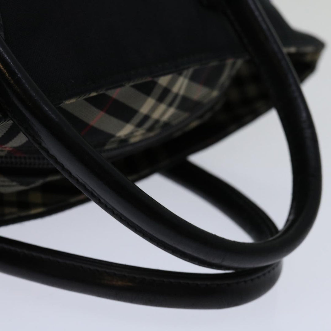 Top Quality Burberry Nova Check Blue Label Hand Bag Nylon Black Auth bs12777