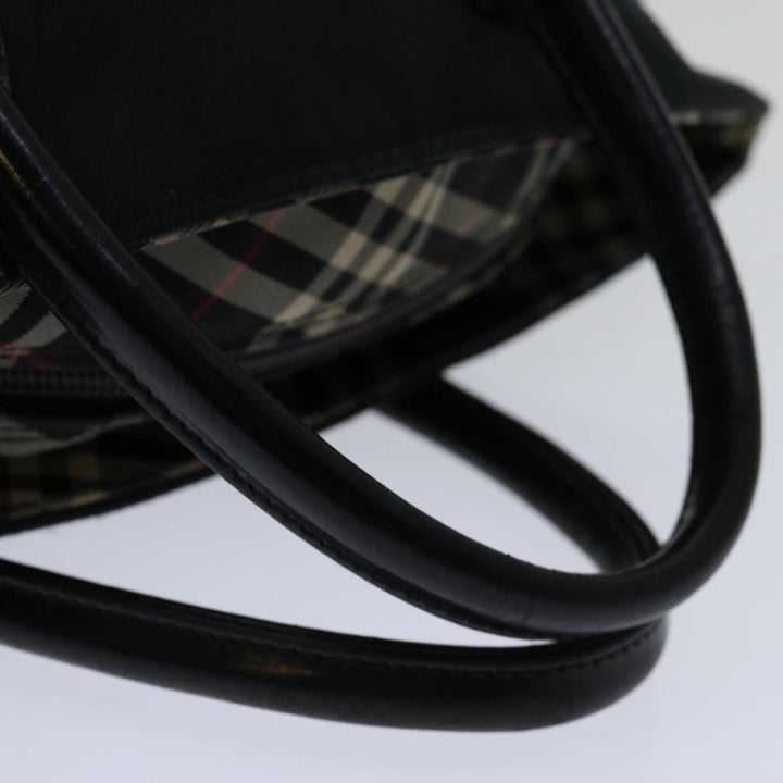 Top Quality Burberry Nova Check Blue Label Hand Bag Nylon Black Auth bs12777