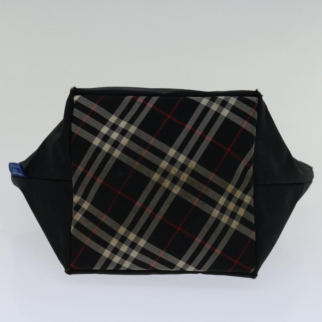 Top Quality Burberry Nova Check Blue Label Hand Bag Nylon Black Auth bs12777