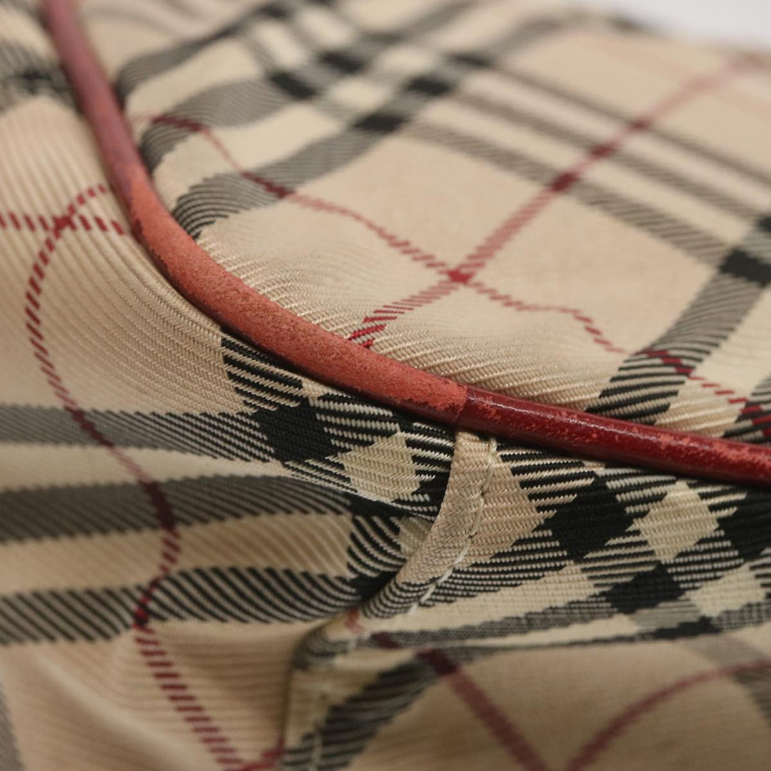 Burberry Nova Check Blue Label Shoulder Bag Nylon Beige Red Auth bs12778