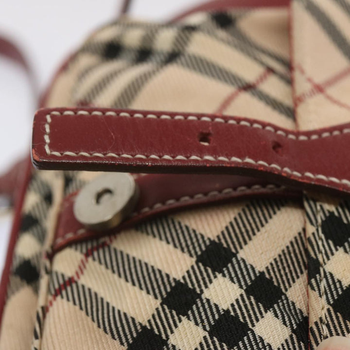 Burberry Nova Check Blue Label Shoulder Bag Nylon Beige Red Auth bs12778