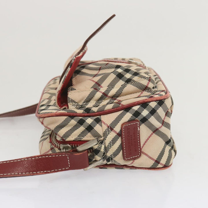 Burberry Nova Check Blue Label Shoulder Bag Nylon Beige Red Auth bs12778