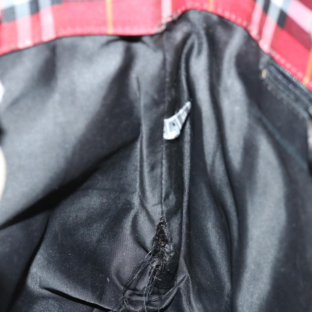 Burberry Nova Check Hand Bag Nylon Red Auth bs12782