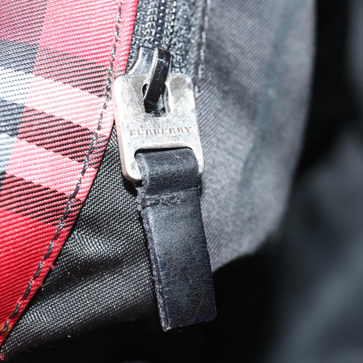 Burberry Nova Check Hand Bag Nylon Red Auth bs12782