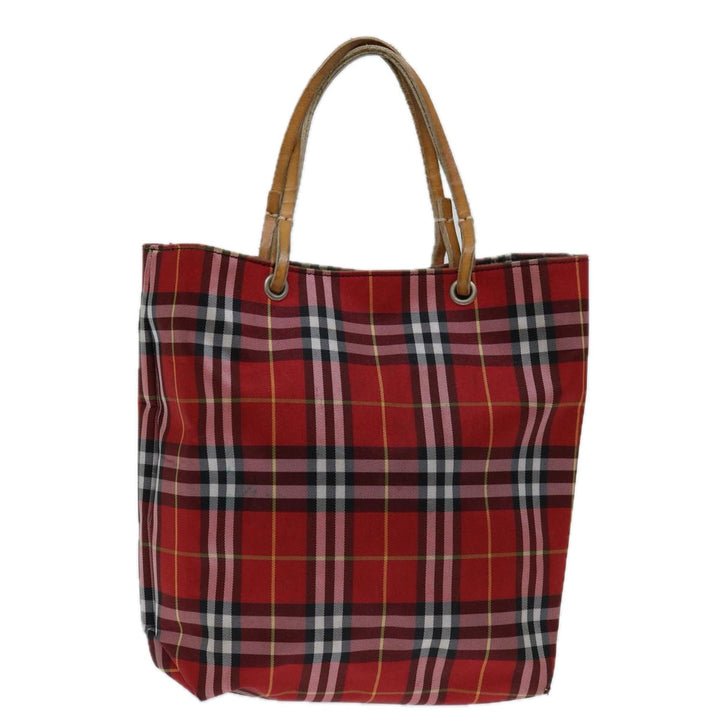 Burberry Nova Check Hand Bag Nylon Red Auth bs12782