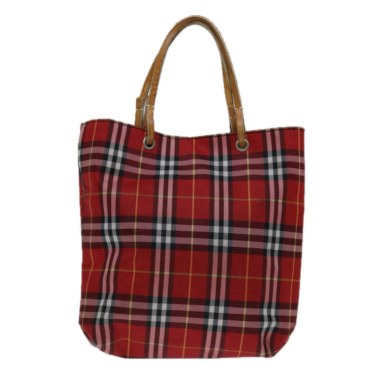 Burberry Nova Check Hand Bag Nylon Red Auth bs12782