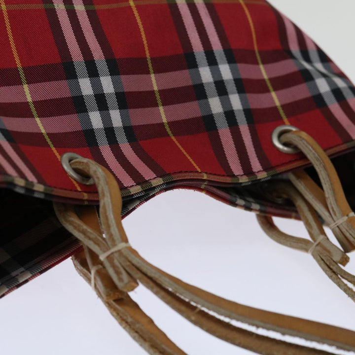 Burberry Nova Check Hand Bag Nylon Red Auth bs12782