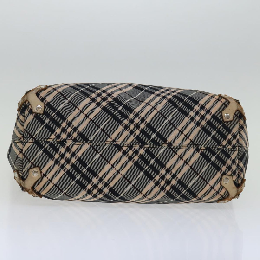 Burberry Nova Check Blue Label Tote Bag Canvas Gray Beige Auth bs12784