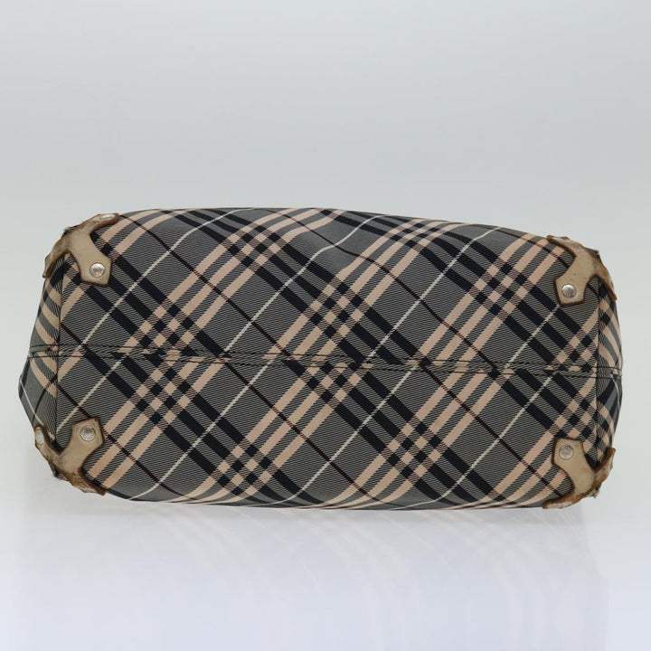 Burberry Nova Check Blue Label Tote Bag Canvas Gray Beige Auth bs12784