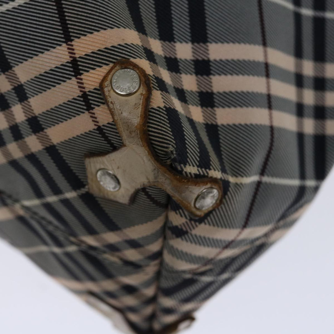 Burberry Nova Check Blue Label Tote Bag Canvas Gray Beige Auth bs12784