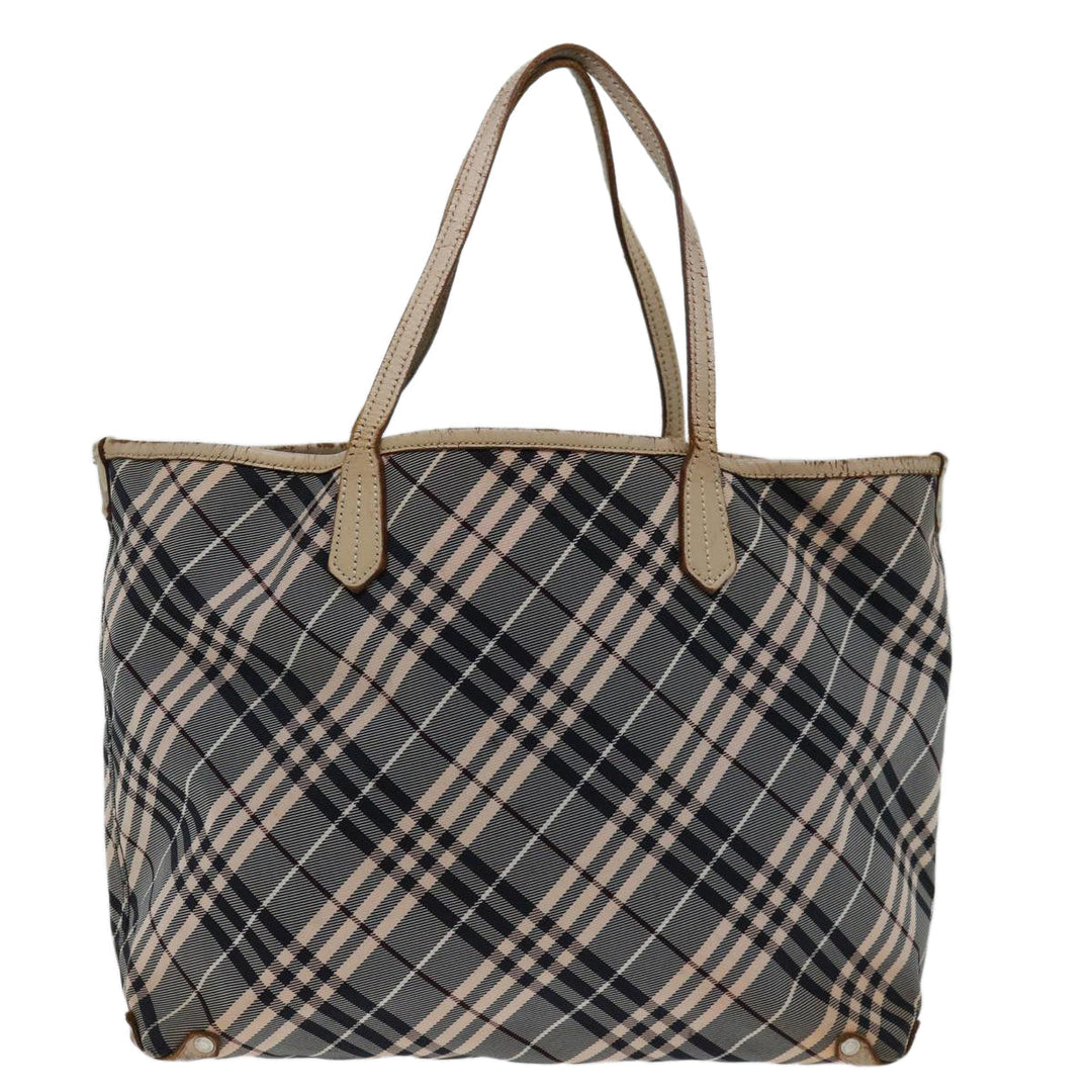 Burberry Nova Check Blue Label Tote Bag Canvas Gray Beige Auth bs12784