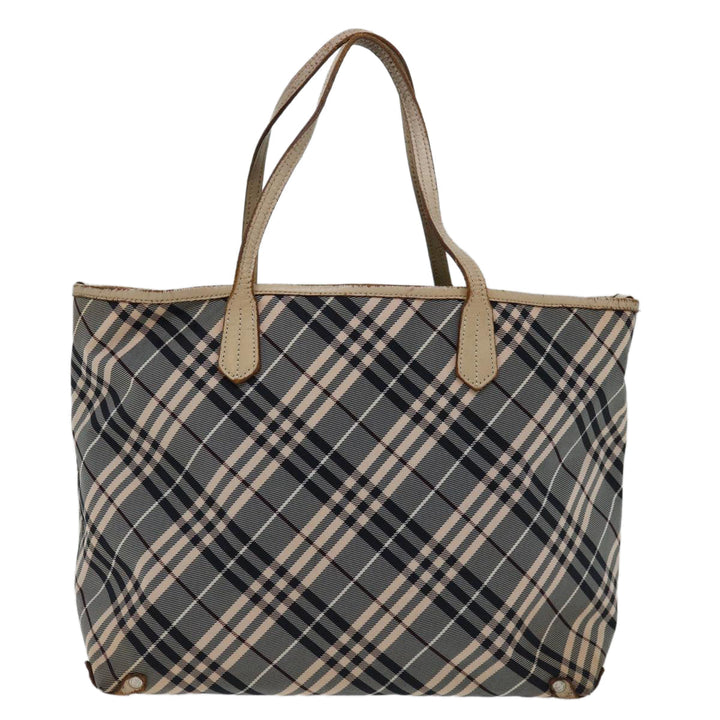Burberry Nova Check Blue Label Tote Bag Canvas Gray Beige Auth bs12784